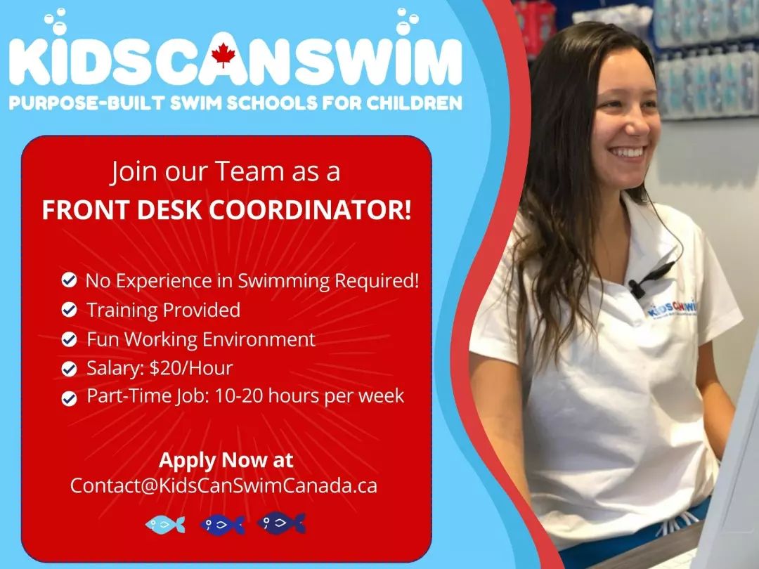 KidsCanSwim Is Looking For Front Desk Coordinators To Join Our Team!